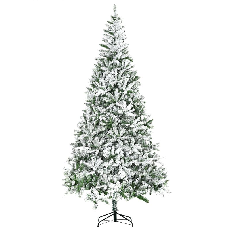 9 ft Tall Unlit Snow Flocked Pine Artificial Christmas Tree with Realistic Branches