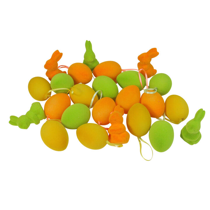 Club Pack of 24 Orange and Green Spring Easter Egg Ornaments 2.75"