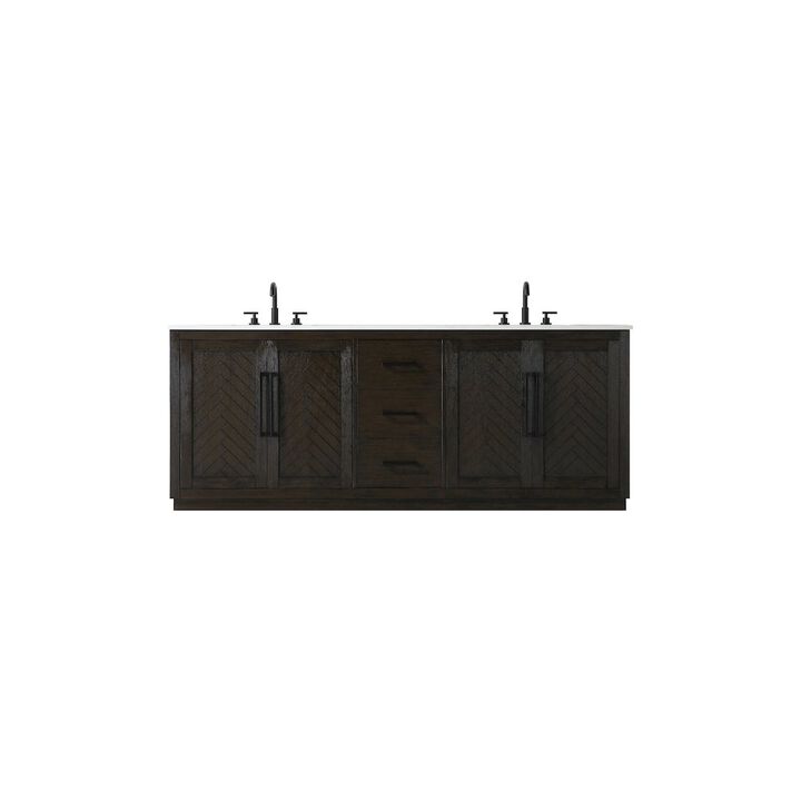 Elegant Kitchen and Bath 84 inch Double Bathroom Vanity in Chocolate Oak