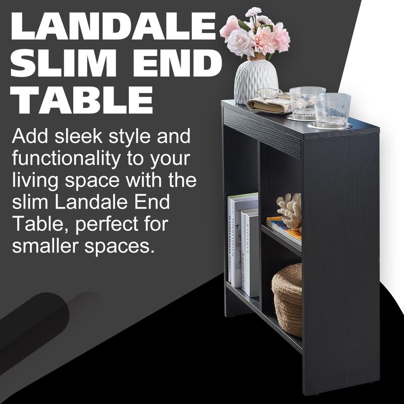 Kings Brand Furniture Side End Table with Drink Holders, Storage Shelves, Magazine Holder, Narrow Slim Chair Couch Table image number 3