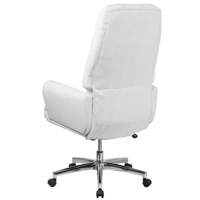 Rochelle High Back Traditional Tufted White LeatherSoft Executive Swivel Office Chair with Arms image number 5