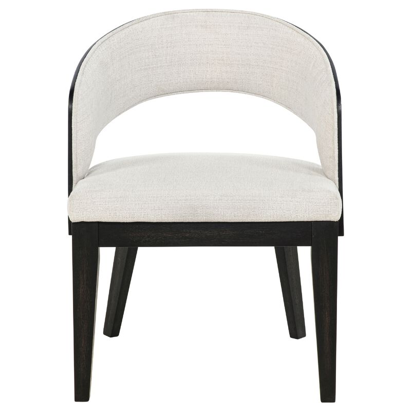 Lina Dining Arm Chair Set of 2, Cream Barrel Back, Brunished Black image number 3