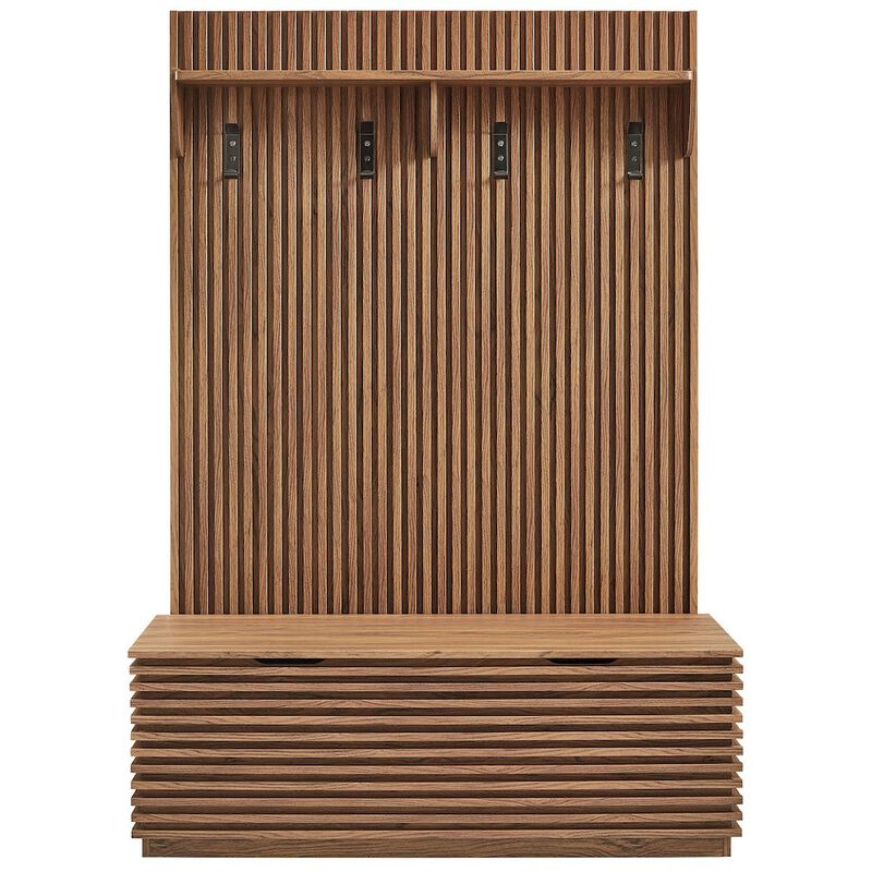 Render Fluted 3-in-1 Hall Tree With Storage Bench and Coat Rack image number 0
