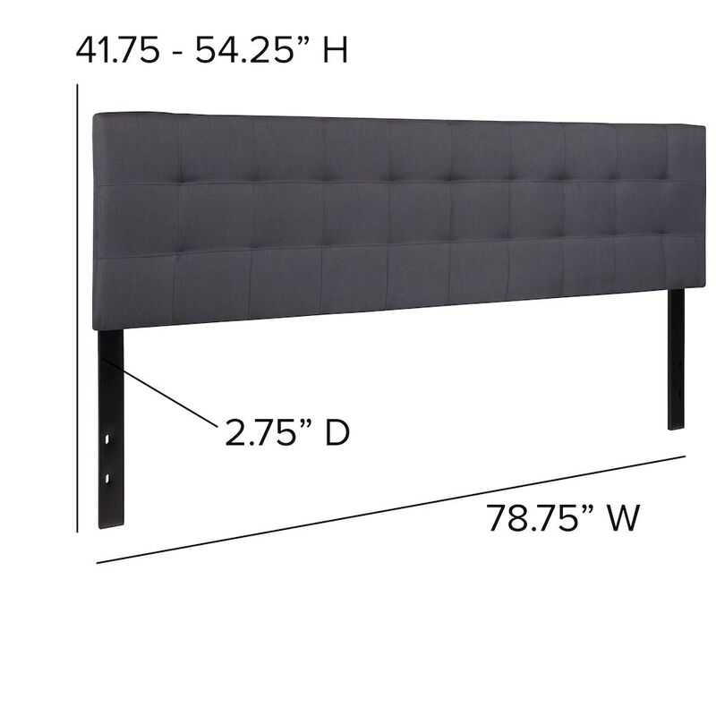 Flash Furniture Tufted Upholstered King Size Headboard in Dark Gray Fabric image number 2