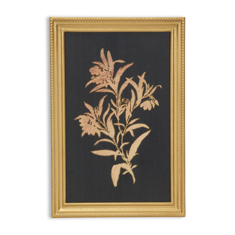 HomeRoots 21" X 14" Gold And Black Flower Bouquet Wood Framed Art image number 0