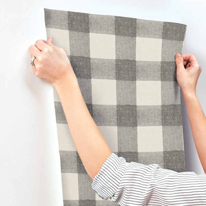 Thorpe Charcoal Plaid Wallpaper