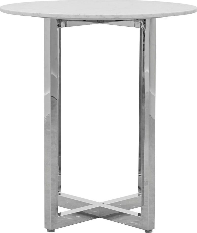Amalfi 32 inch Round Carrara Marble Top Bar Table