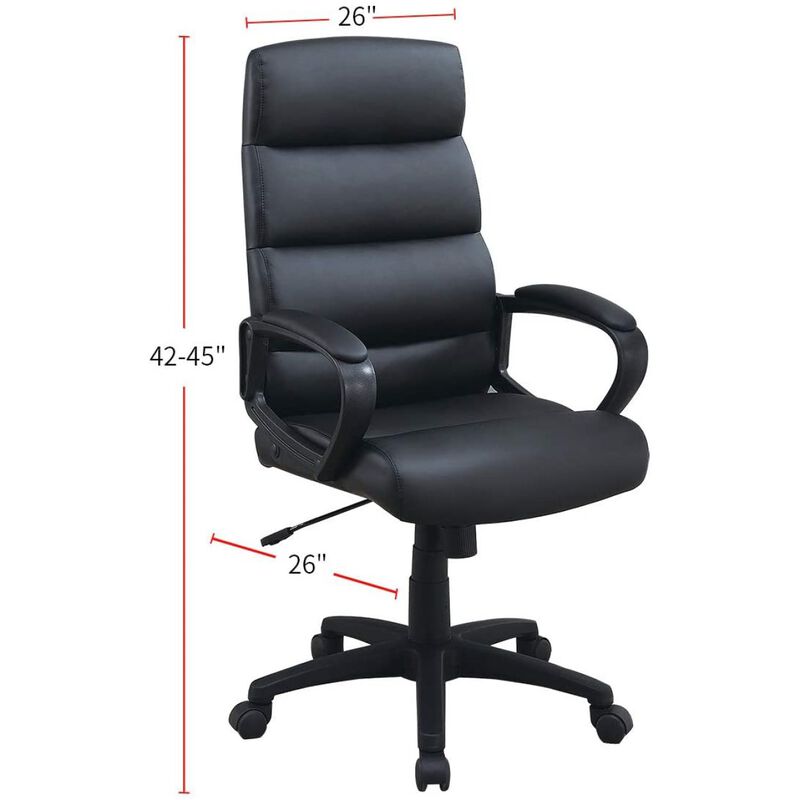 Black Faux leather Cushioned Upholstered 1pc Office Chair Adjustable Height Desk Chair Relax image number 2