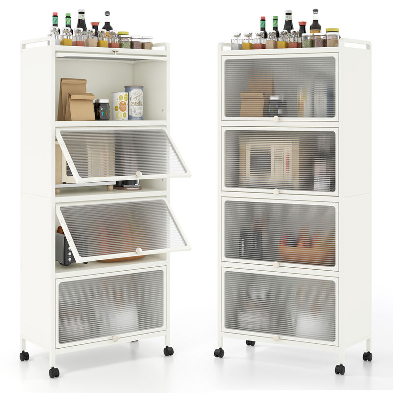 5-Tier Kitchen Baker&rsquo;s Rack with Flip-Up PC Doors and Open Storage Shelves