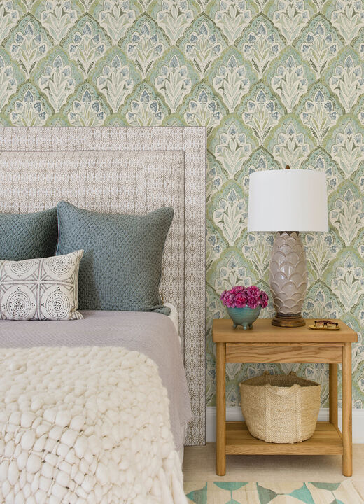 Mimir Aquamarine Quilted Damask Wallpaper (Set of 2)