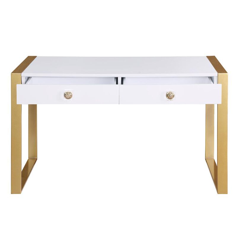 Best Master Furniture Erato White with Gold Legs Computer Desk