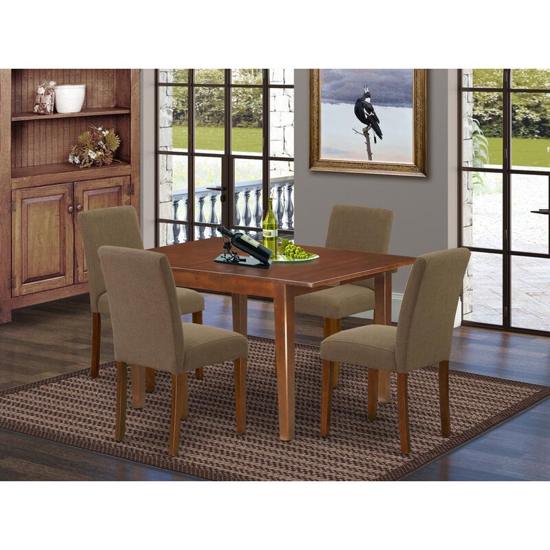 East West Furniture Dining Room Set Mahogany, NOAB5-MAH-18