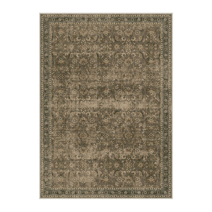 HomeRoots Floral Medallion Washable Area Rug