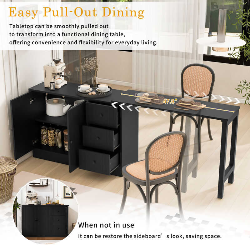 Wooden Sideboard with Extendable Table image number 4
