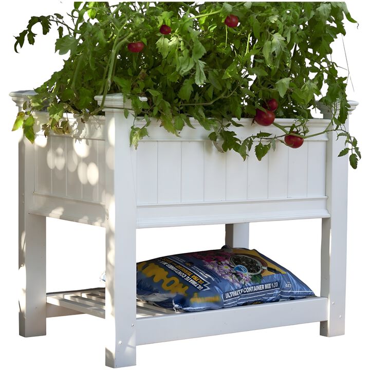 All-Weather Vinyl Raised Grow Bed Elevated Planter for Vegetables and Flowers