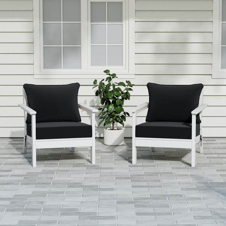 WestinTrends Outdoor Modern HDPE Patio Club Chairs with Deep Seat Cushions (Set of 2)
