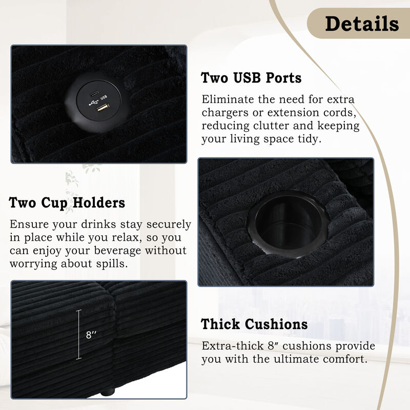 Merax Oversized Loveseat Chaise Lounge Sectional Sofa