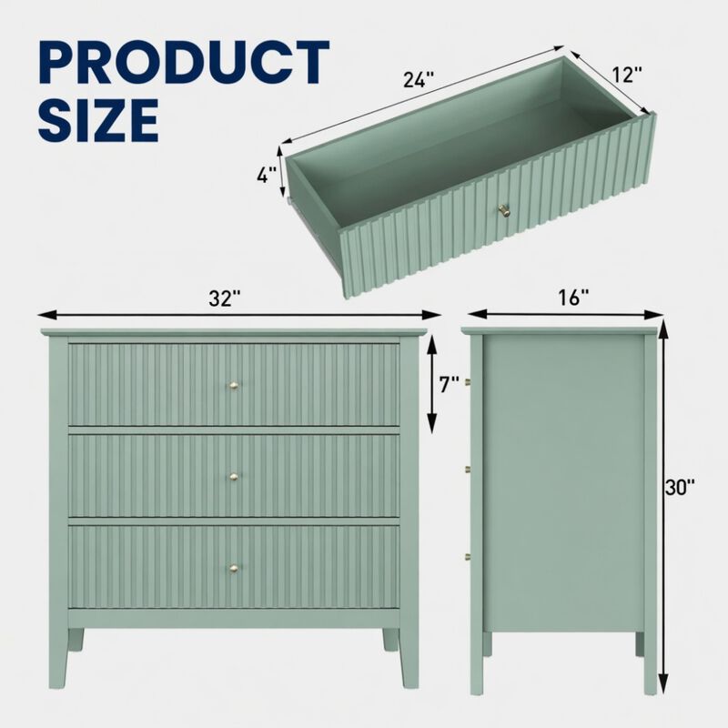 Bekkig Modern 3-Drawer Dresser image number 9