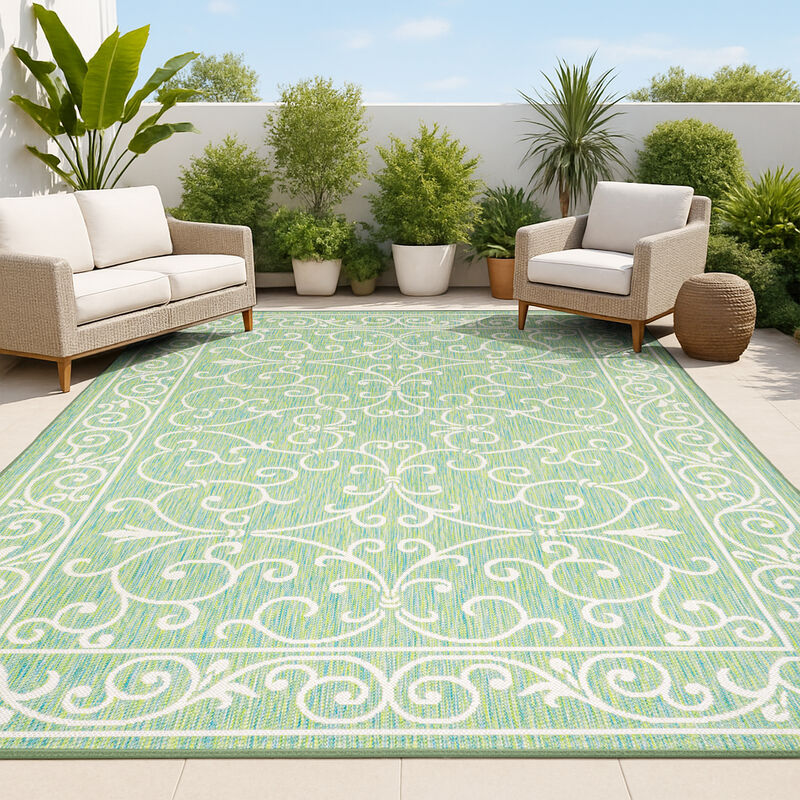 Charleston Vintage Filigree Textured Weave Indoor/Outdoor Area Rug