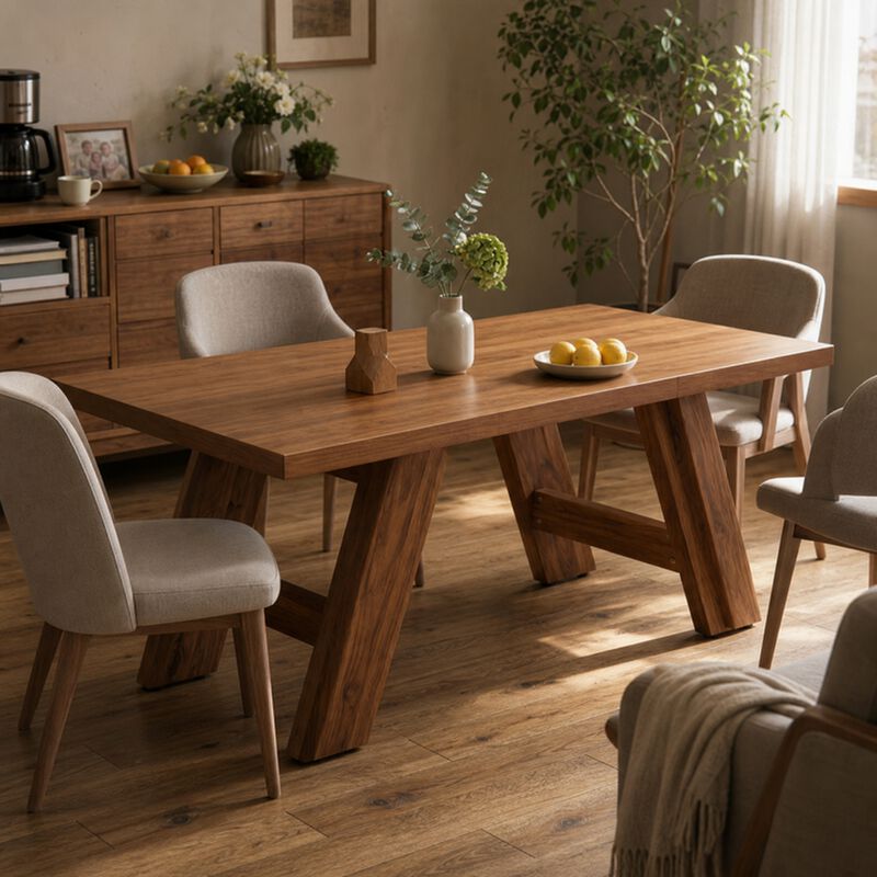 Whisen Dining Table with V-Leg, MDF Space-Saving for Home Kitchen image number 3
