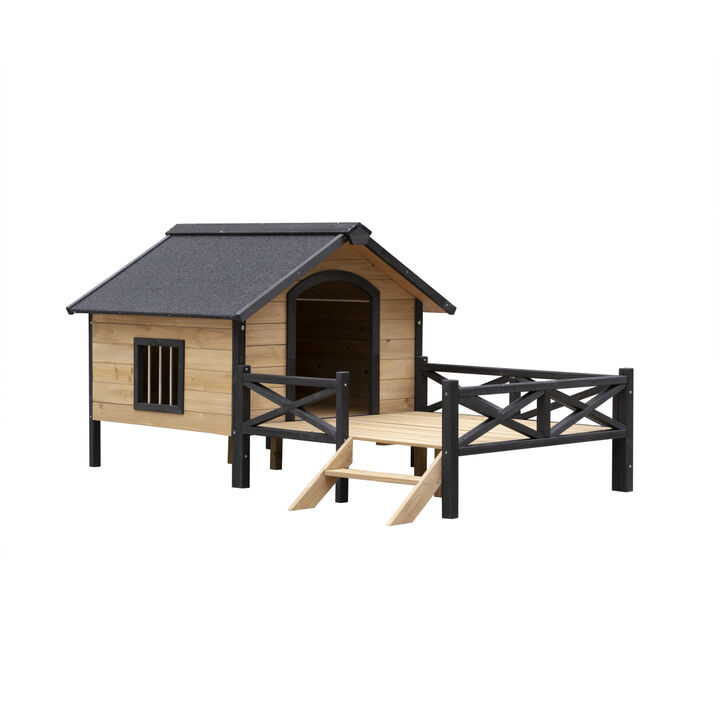 Streamdale Outdoor Large Wooden Cabin House Style Wooden Dog Kennel With Porch