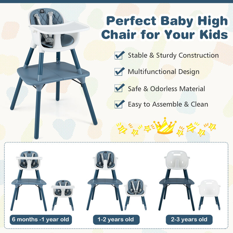4-in-1 Kids Table Chair Set Convertible with Comfortable PU Cushion image number 7