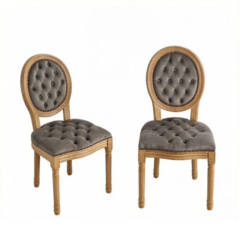 GOODSILO Set of 2 French Style Dining Chairs with Hand-Pulled Buckle Design image number 0