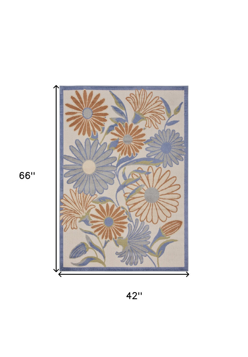 HomeRoots 4' X 6' Beige Floral Indoor Outdoor Area Rug image number 6