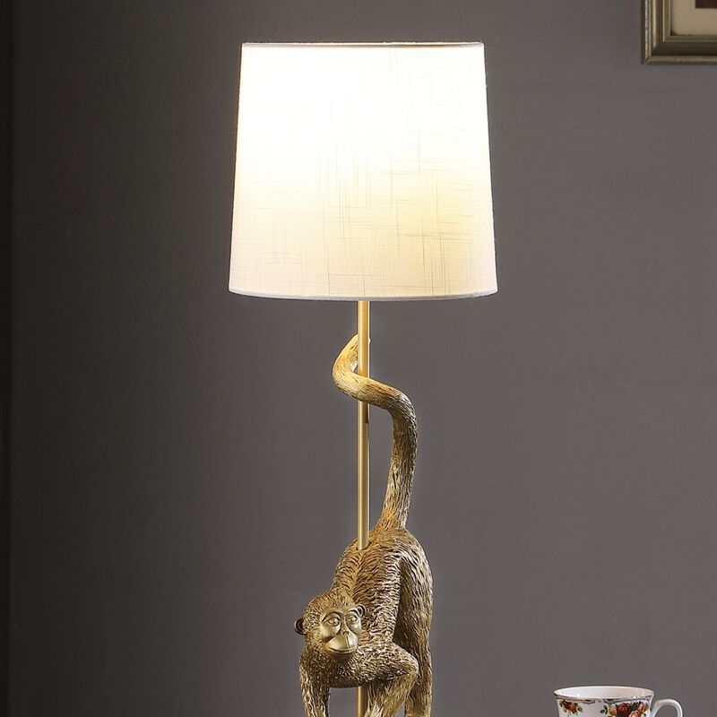 ELEMENT ACE 24 Inch Decorative Polyresin Table Lamp with Cotton Linen Semi Drum Shade for Living Room Bedroom Office Accent Lighting Home Decor image number 4
