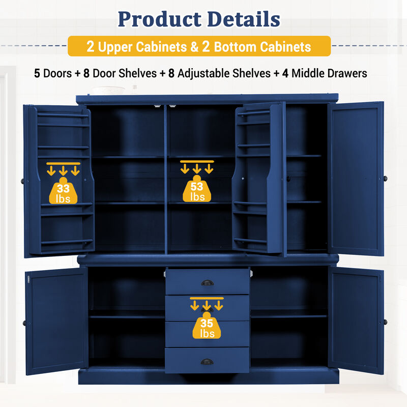 Merax Freestanding Kitchen Pantry Cabinet with Drawers & Adjustable Shelves image number 5