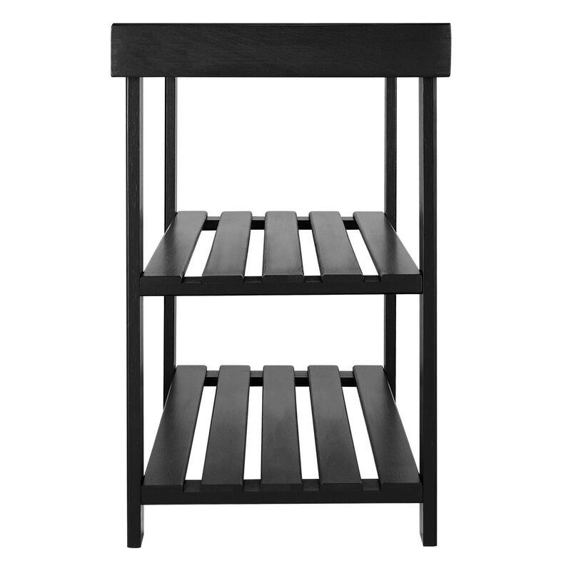 Entryway Shoe Storage Bench 3-Tier Wicker Rack for Hallway, Bedroom, Front Door Use-Black image number 3