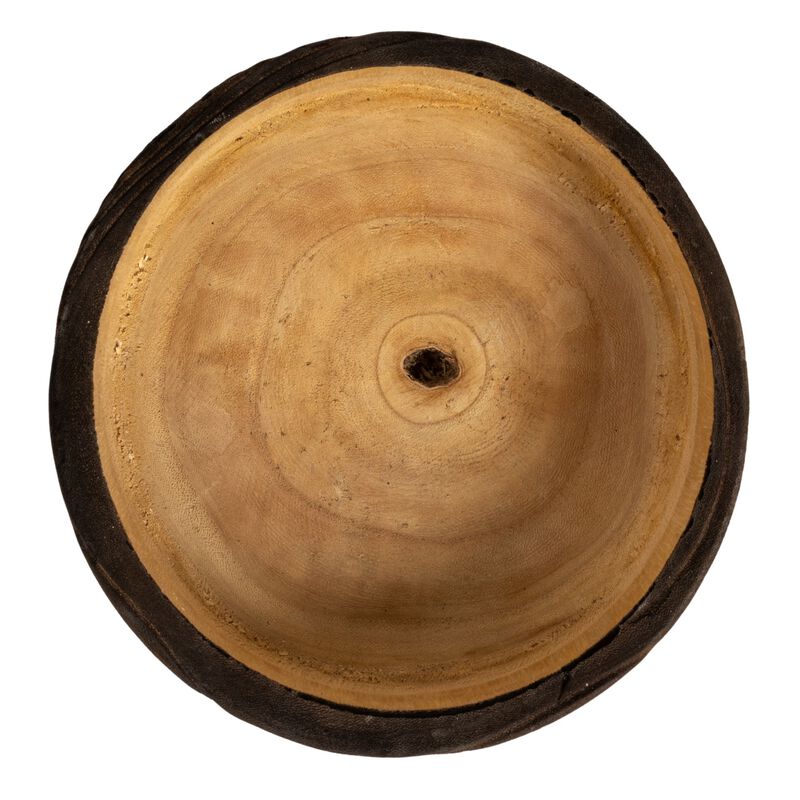 Round Paulownia Wood Decorative Bowl, Marbled Brown Finish image number 3