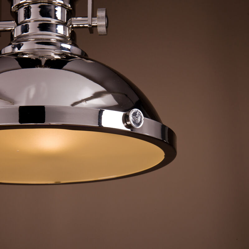1-Light 13" Modern Industrial Polished Nickel Single Dome Pendant Light For Kitchen Island image number 3