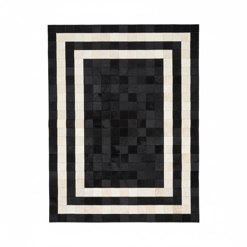 Black and White Border Cowhide Rug image number 0