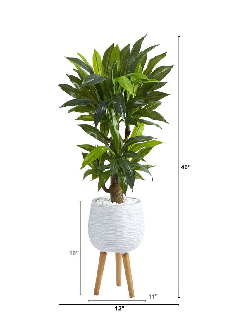 Nearly Natural 46-in Corn Stalk Dracaena Plant in Planter w/Legs (Real Touch)