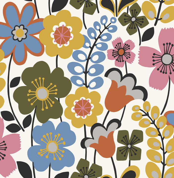 Piper Multicolor Floral Wallpaper
