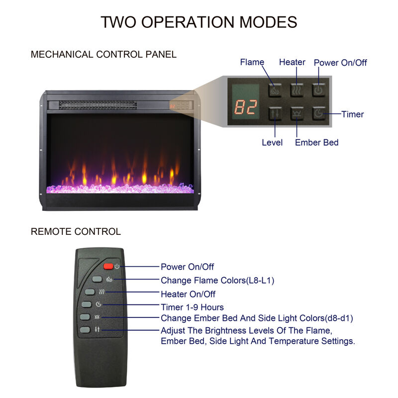 Streamdale 23" Electric Fireplace Insert with Timer & Remote