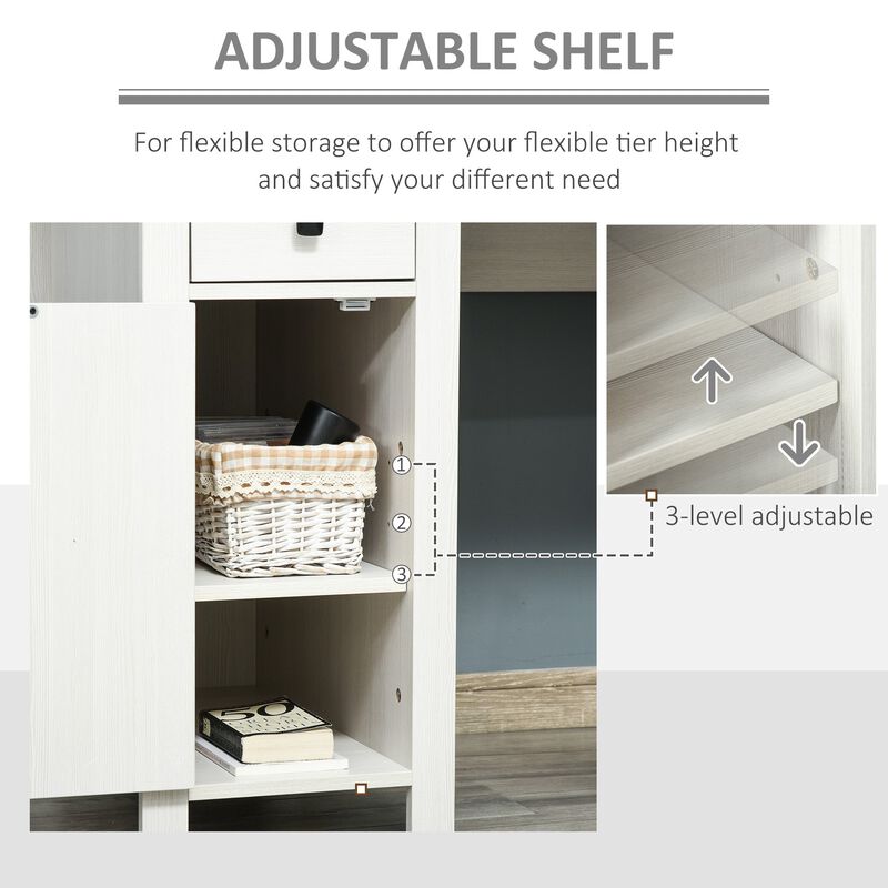 White Barn Door Desk: Home Office Writing Desk with Adjustable Shelf