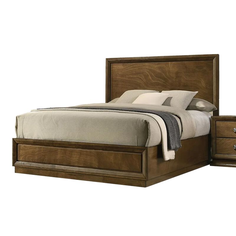 Rouk 5pc Queen Bedroom Set, Walnut Brown Wood, Bronze, Tall Dresser image number 2