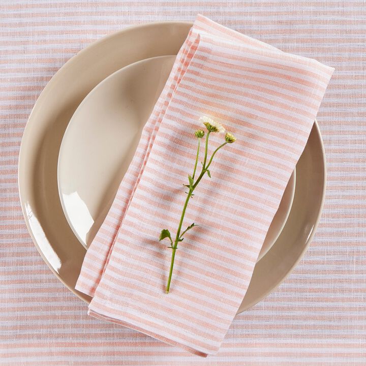 Linen Dinner Napkins - Narrow Stripe
