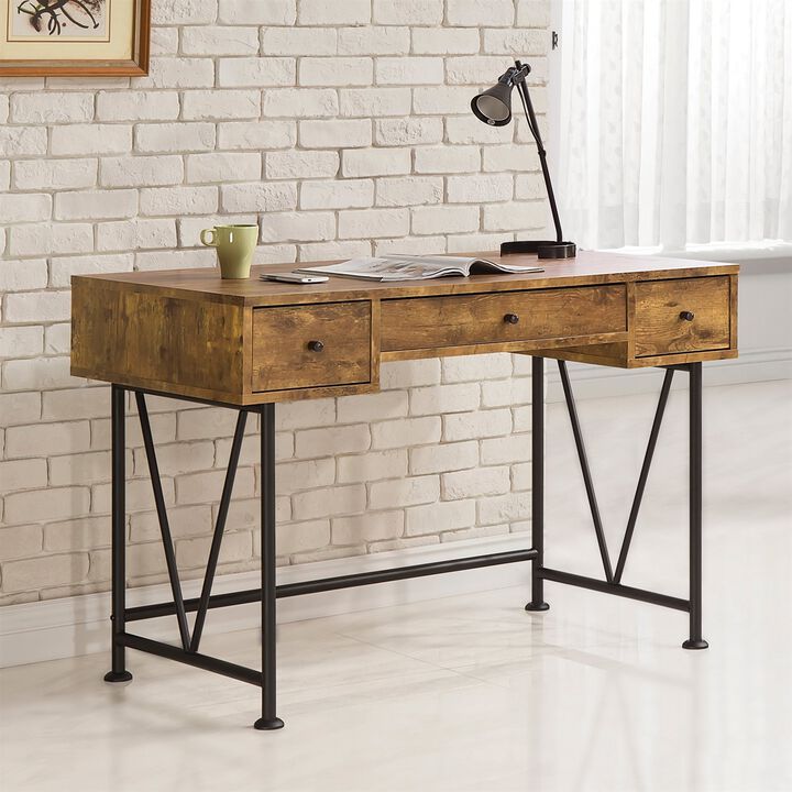 Hivvago Farmhouse Rustic Home Office 3 Drawer Writing Desk