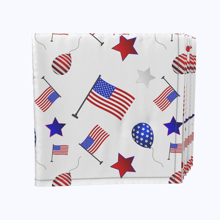 Fabric Textile Products, Inc. Napkin Set, 100% Polyester, Set of 4, 4th of July Balloon Parade