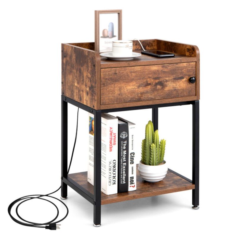 Lift Top End Table with Charging Station and Storage Shelves image number 1