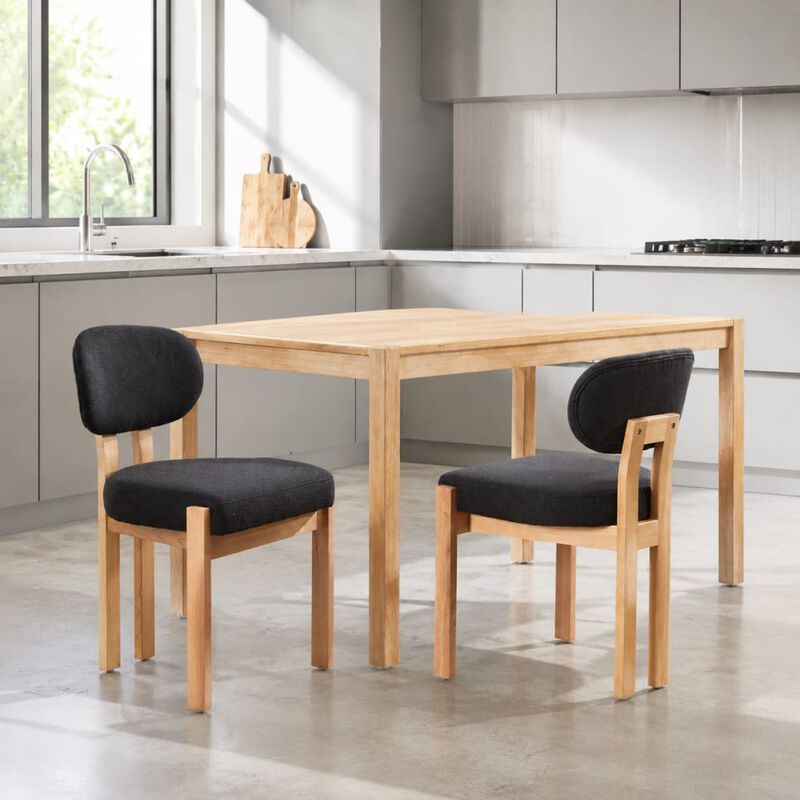 GOODSILO Mid-Century Modern Upholstered Wooden Dining Chairs Set of 2, Sturdy Space-Saving Seating for Kitchen and Dining Room Small Spaces image number 2