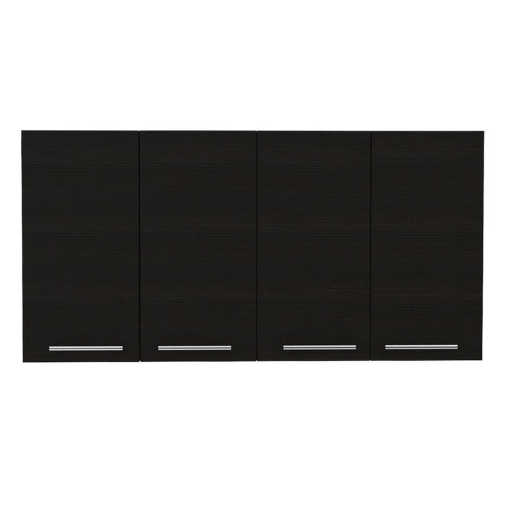 Stockton Rectangle Four Swing Doors Wall Cabinet Black Wengue