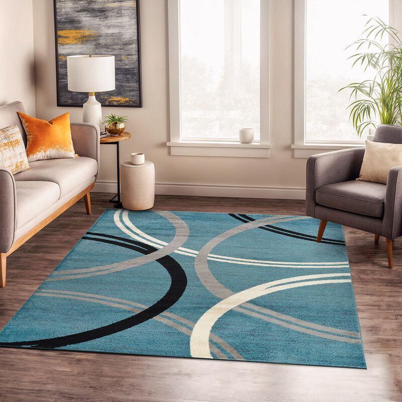 World Rug Gallery Contemporary Abstract Circles Design Area Rug:  Geometric,  Pet Friendly,  Low Pile,  Stain-Resistant image number 8