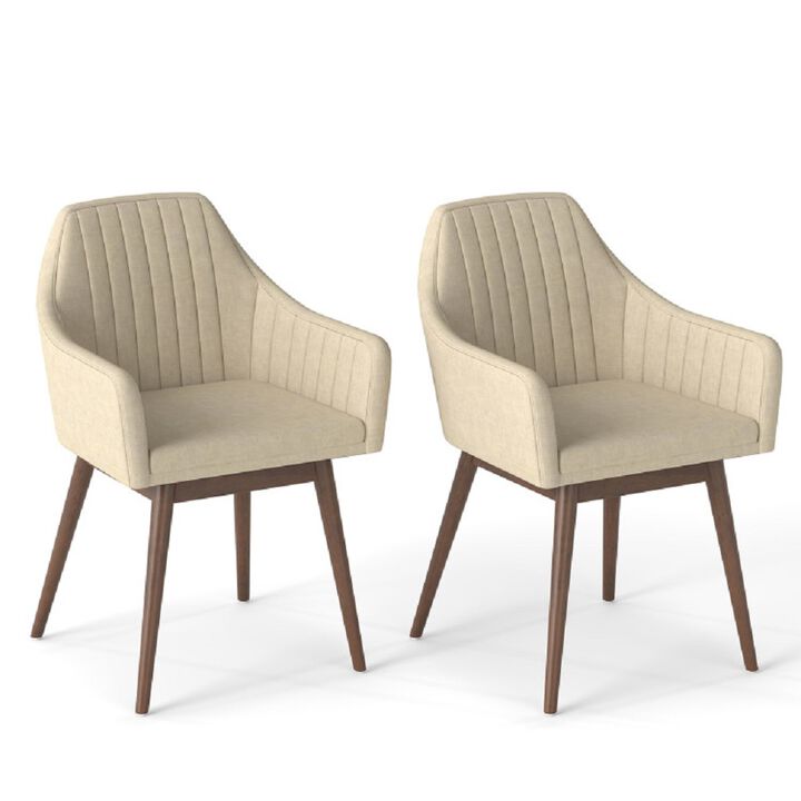 Upholstered Dining Chairs Set of 2 with Padded Backrest and Comfortable Seat