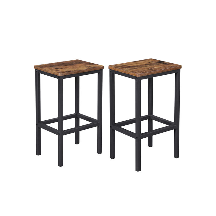 Bar Stools, Set of 2 Bar Chairs, Kitchen Breakfast Bar Stools with Footrest