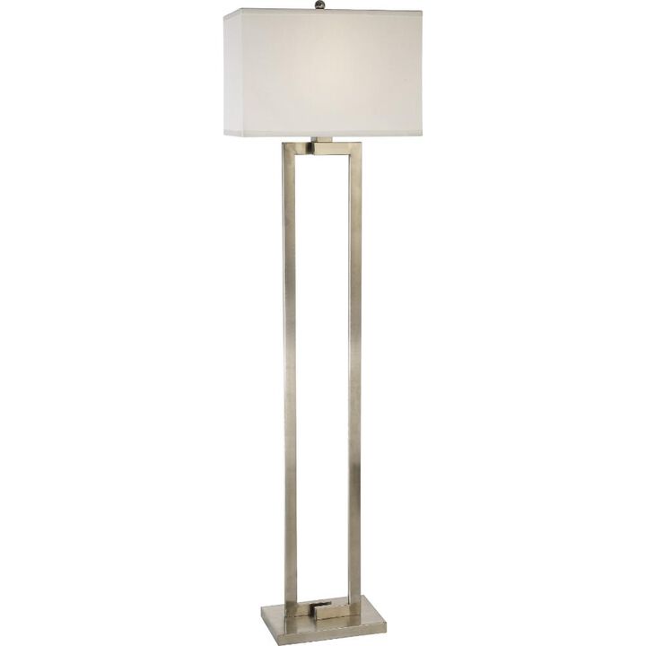 Hivvago 61" Nickel Traditional Shaped Floor Lamp With White Rectangular Shade