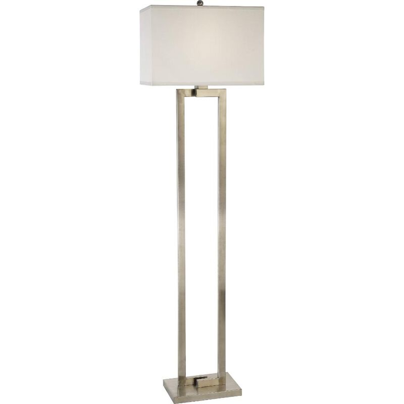 Hivvago 61" Nickel Traditional Shaped Floor Lamp With White Rectangular Shade
